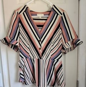 Multi Color Button Down Blouse